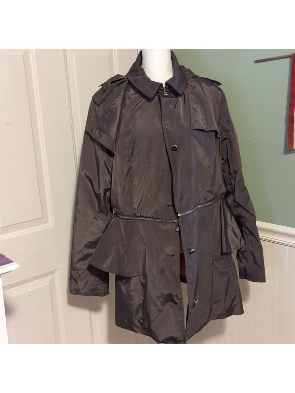 Betsey Johnson Gray Raincoat Hood XL